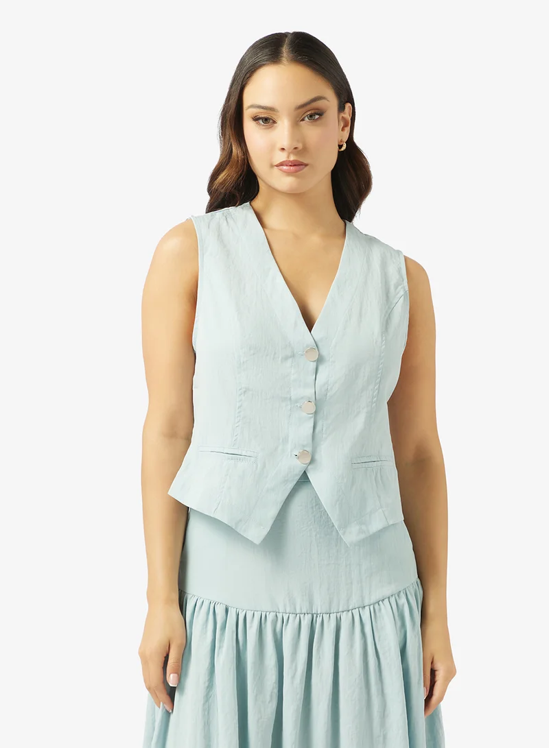 Ginger  Button Up Vest and A Line Skirt Coord Set for Women | Best Price UAE